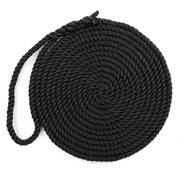 DOCK LINE 3/8"X25 3 STRAND TWIST NYL BK