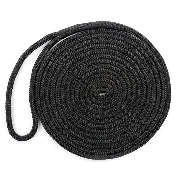 DOCK LINE 1/2"X25 DOUB BRAID NYL BK