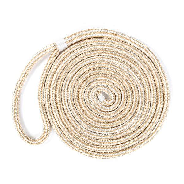 DOCK LINE 3/8"X20 DOUB BRAID NYL WH/GOL