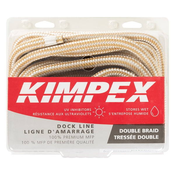 DOCK LINE 5/8"X30 DOUB BRAID WH/GD