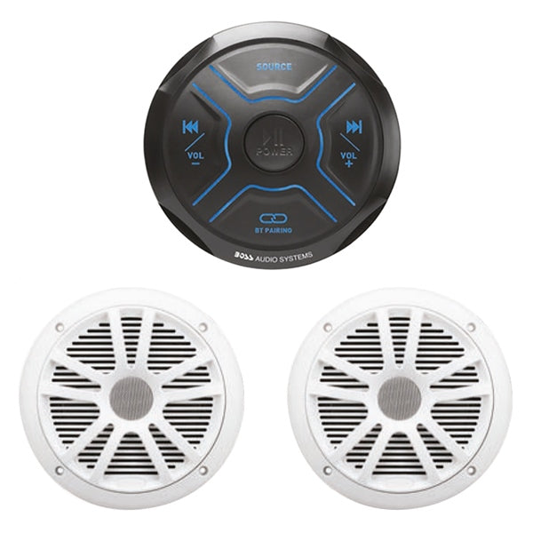 GAUGE MARINE BK W/SPEAKERS 6.5" QTY2 WH
