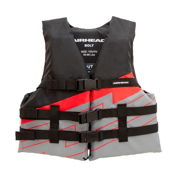 LIFE JACKET BOLT 4 BUCKLE YTH RD/BK/GY