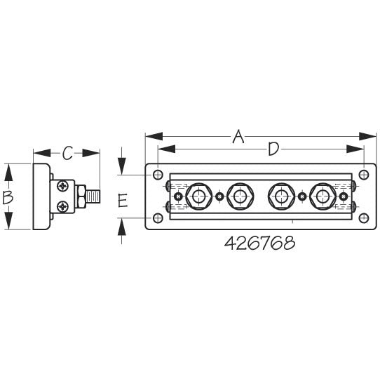 BUSS BAR-BRASS TIN PL./ABS 4 STUD TERM.