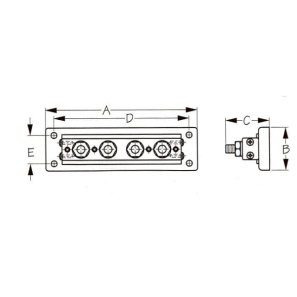 BUSS BAR-BRASS TIN PL./ABS 4 STUD TERM.