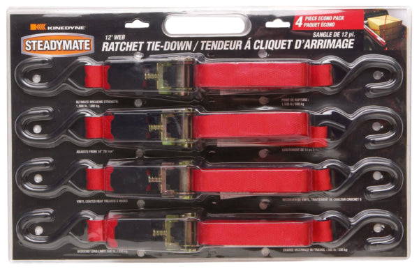 RATCHET BUCKLE 1IN STRAPS WVINYL(4/PKG)